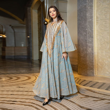 Women's Mesh Embroidered Sequin Jalabiya Dress