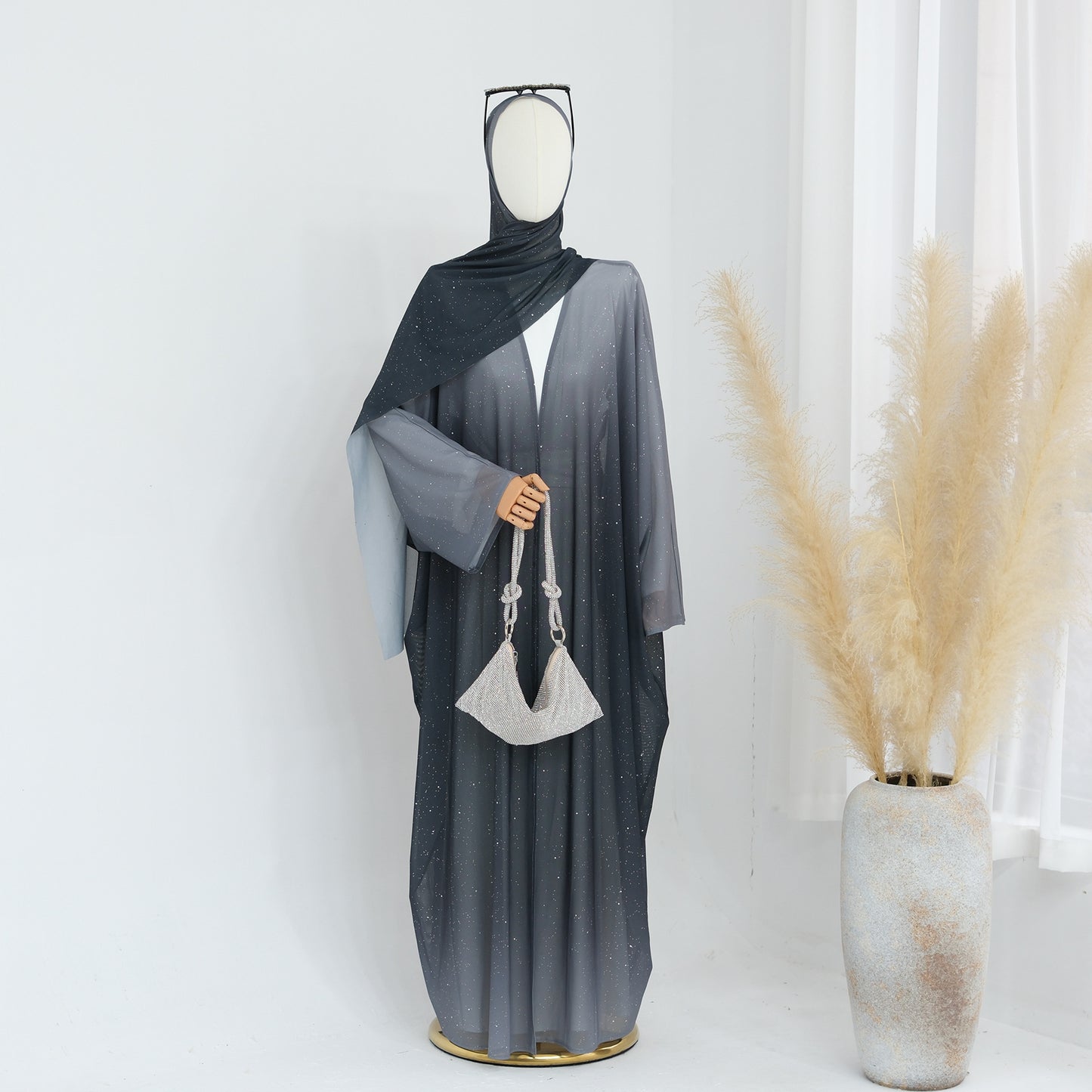 Gradient Everyday Parties Cardigan Robe with Hijab