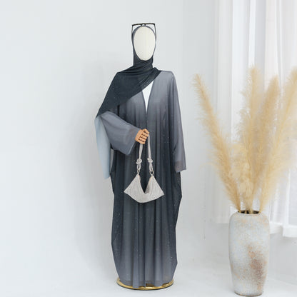 Gradient Everyday Parties Cardigan Robe with Hijab