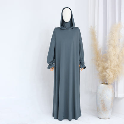 Women's Solid Color Hooded Casual Dress