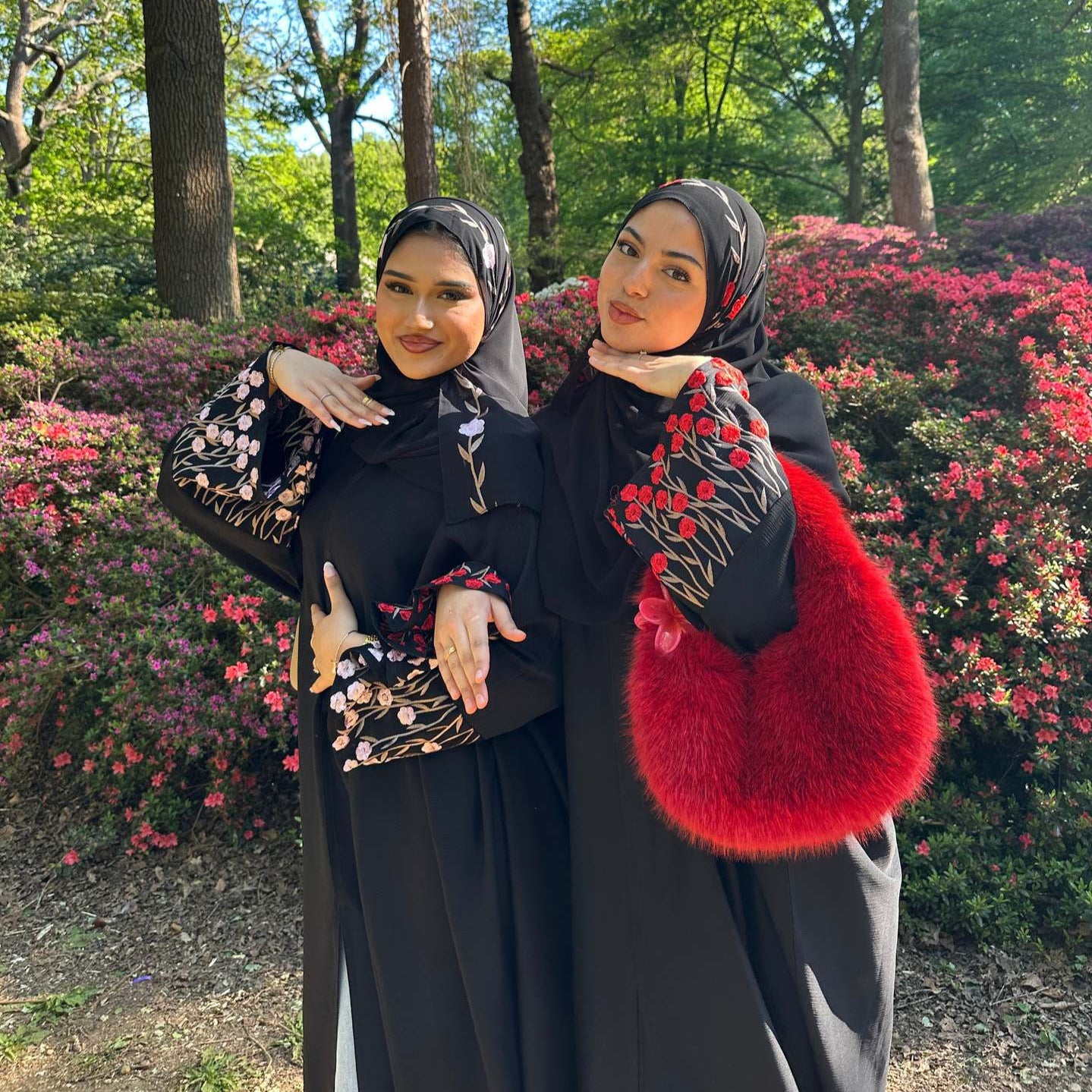 Embroidered Cardigan Abaya with Floral Sleeve Detail
