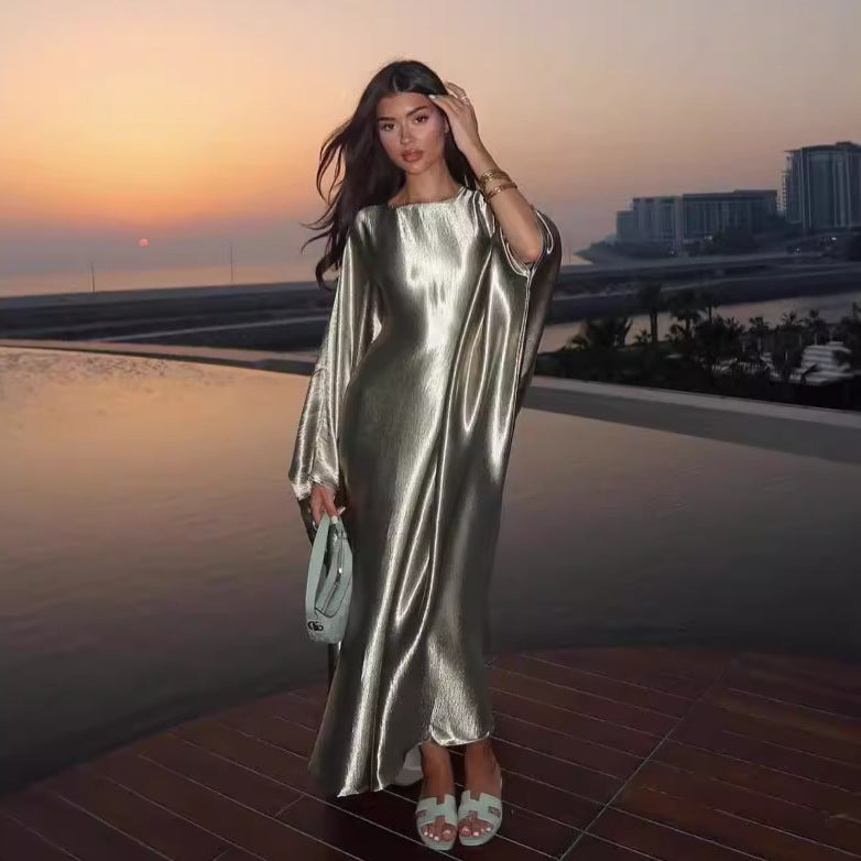 Women's Modest Feminine Hot Silver Dress