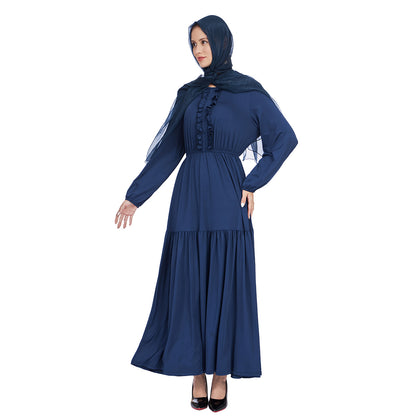 Ruffled Front Maxi Dress with Long Sleeves