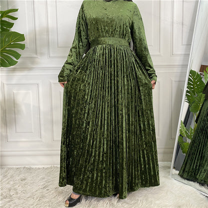 Women's Gold Velvet Dress