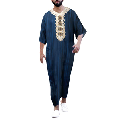 Men's Arabian Ethnic Print Maxi Thobe