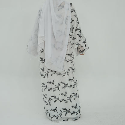 Full Embroidered Open Abaya with Inner Dress Elegant Modest Style