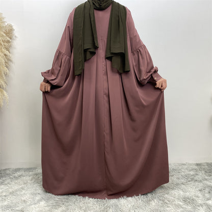Women's Crewneck Solid Pleated Dress