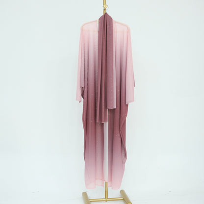 Gradient Everyday Parties Cardigan Robe with Hijab