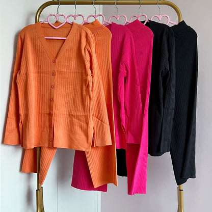 Women's Wide-leg Pants Knit Two Piece Set