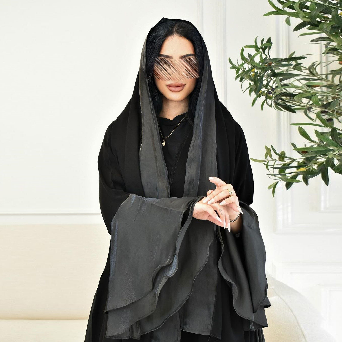 Women's Cardigan Ruffled Sleeve Dress