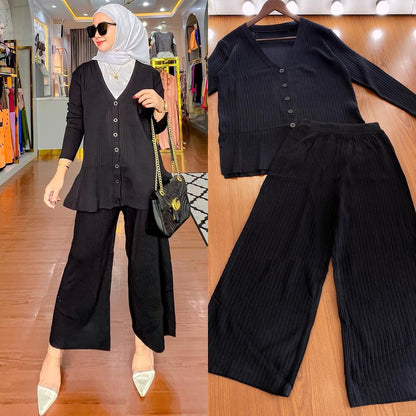 Women's Wide-leg Pants Knit Two Piece Set