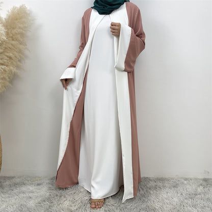 Modest Cardigan Patchwork Fake Two-piece Dress