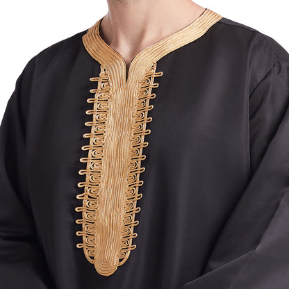 Men's Eight-quarter Sleeved Embroidered Robe