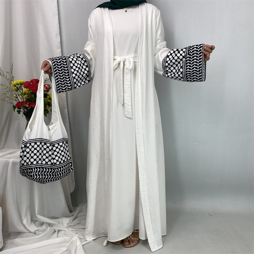 Women's Islamic Spliced Elegant Robe (With Mini Bag)