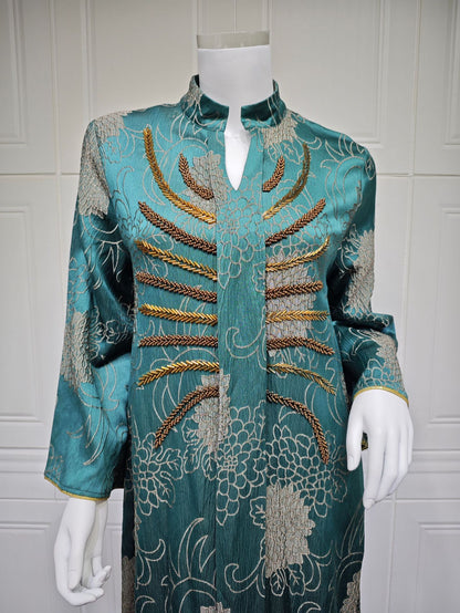 Women's V-neck Jacquard Beaded Dress