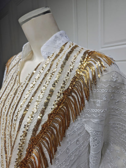 Women's Mesh Embroidered Sequin Jalabiya Dress