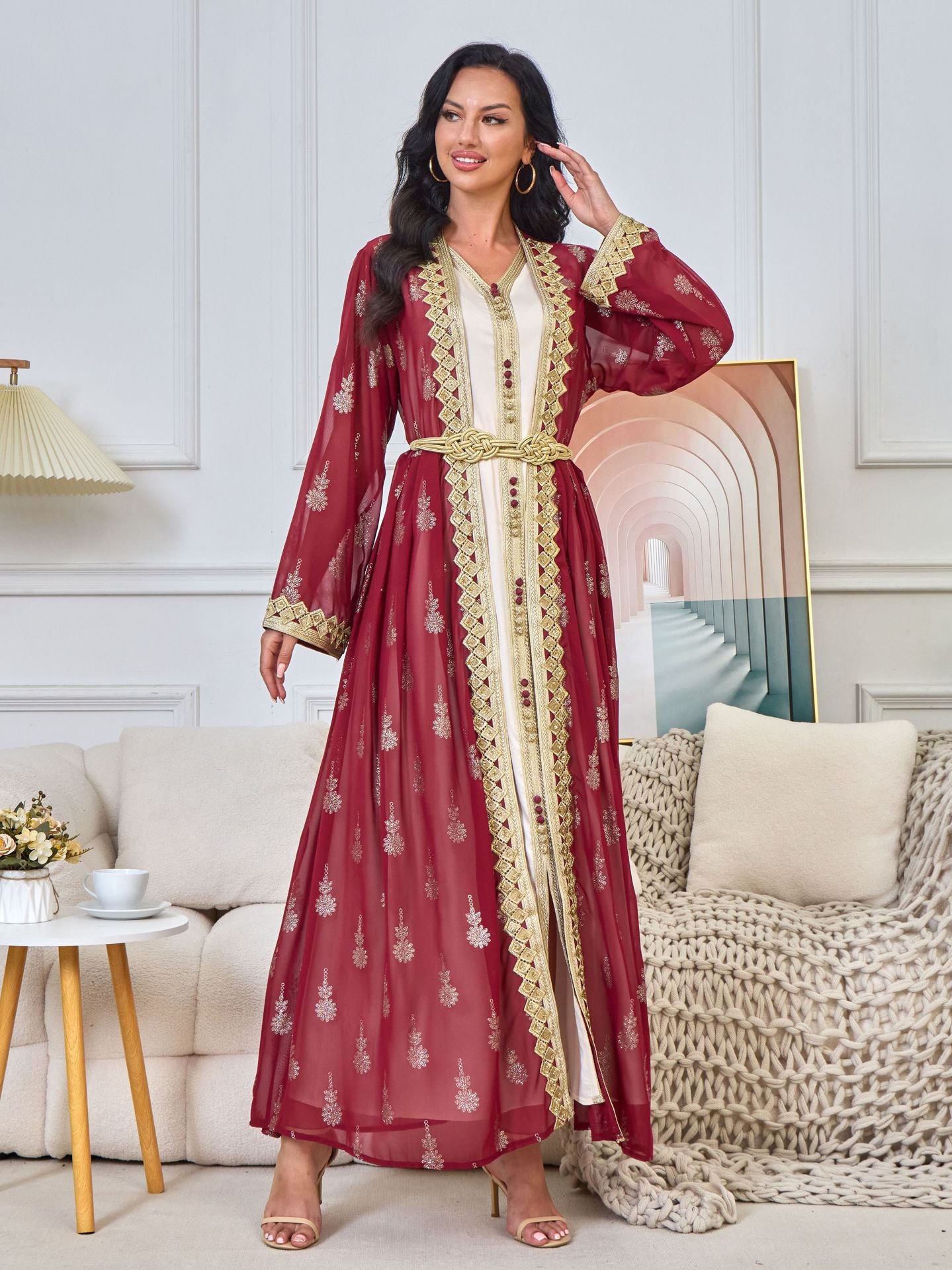 Women's Embroidered Cardigan Vest Two-piece Dress
