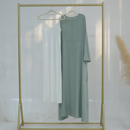 Belted Bamboo Linen Dubai Modest Solid Maxi Day Dress