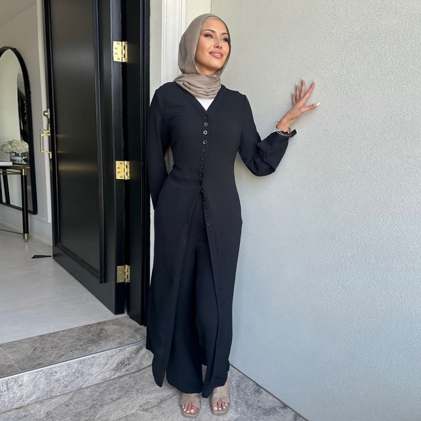 Women's Two-piece Set with Solid Color Buckles