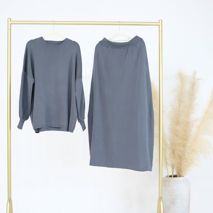 Thick Knit Two-Piece Modest Pants Set