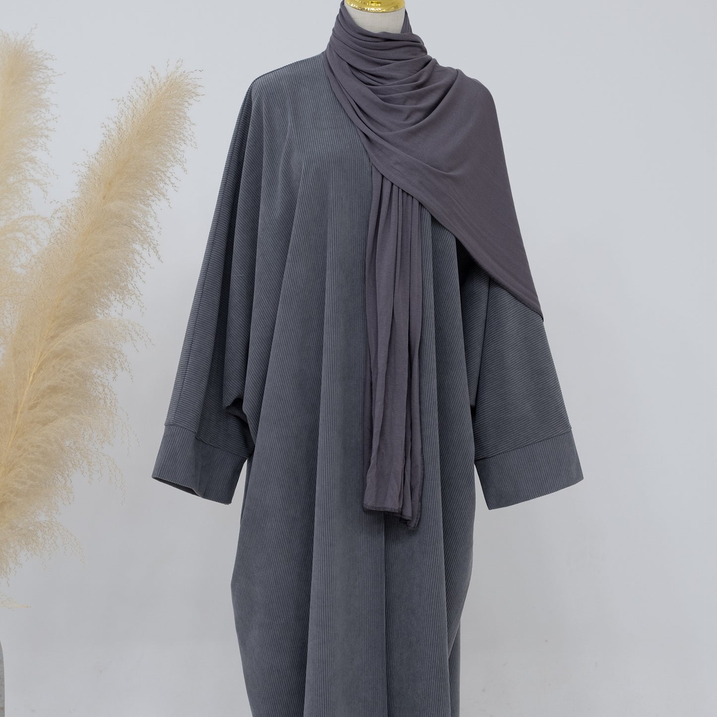 Classic Solid Color Irregular Hem Modest Maxi Dress