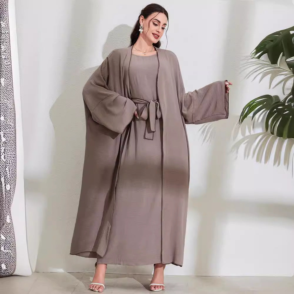 Women's Elegant Cardigan Belt Robe Dress