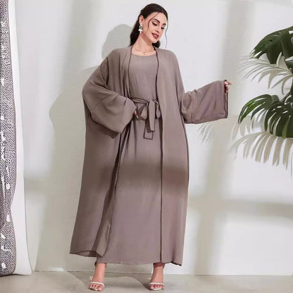 Women's Elegant Cardigan Belt Robe Dress