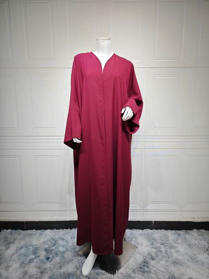 Women's Plain Robe Orange Open Abaya