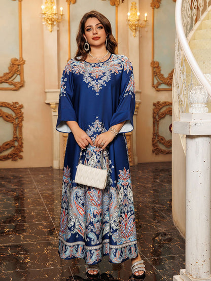 Women's Printed Flower Hot Diamond Dress