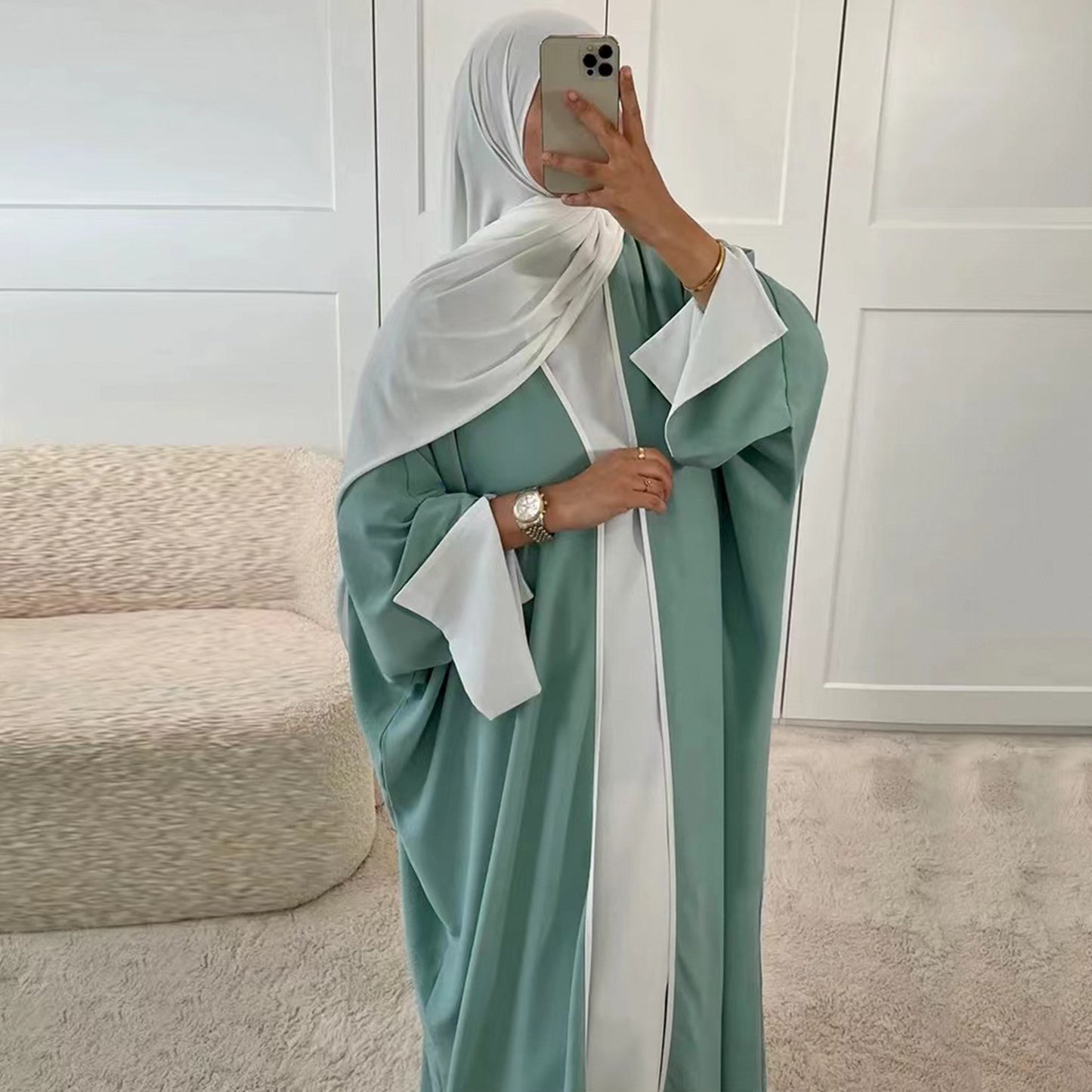 Cardigan Robes with Contrasting Edges with Bat-sleeves