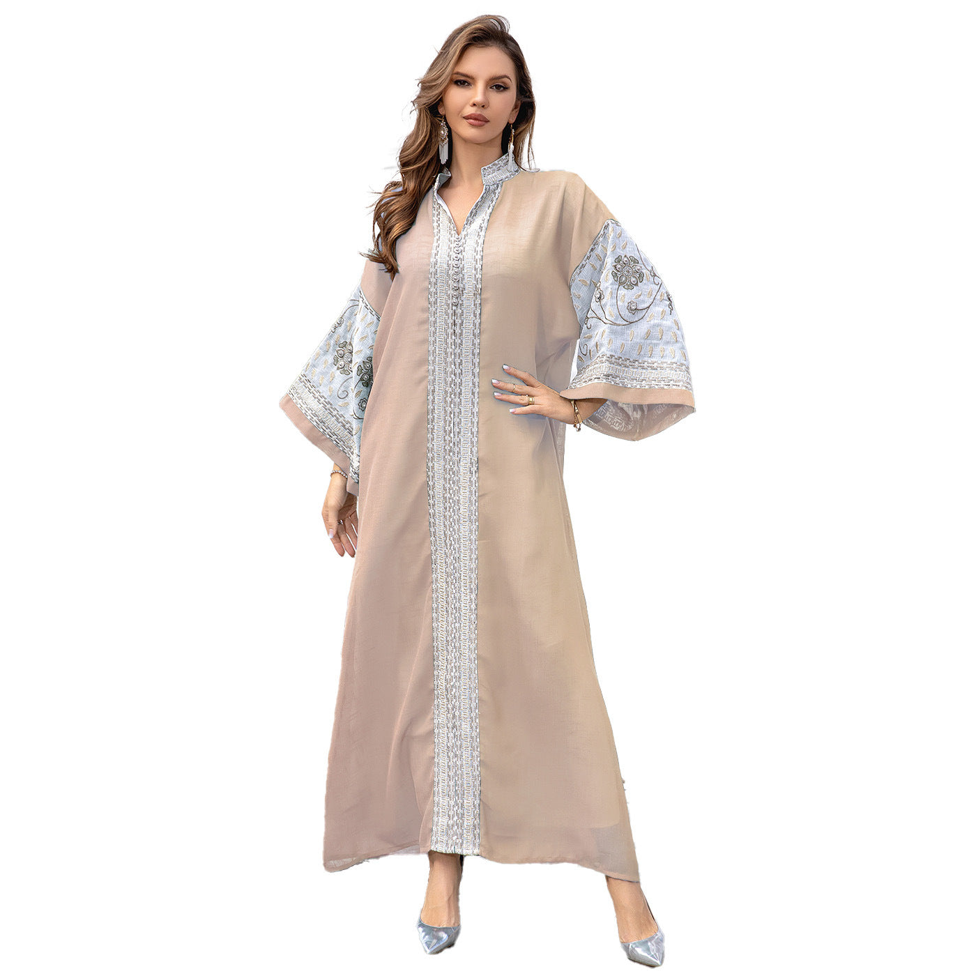 Women's Embroidered V-Neck Dress