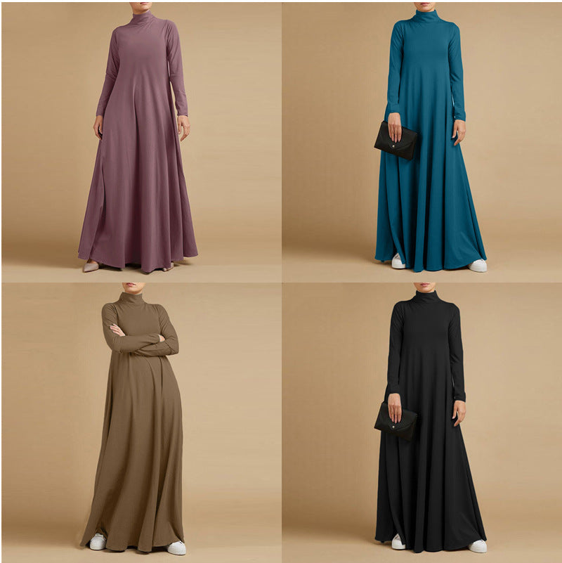 Women's High-neck Casual Abaya Dress