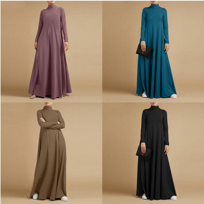 Women's High-neck Casual Abaya Dress