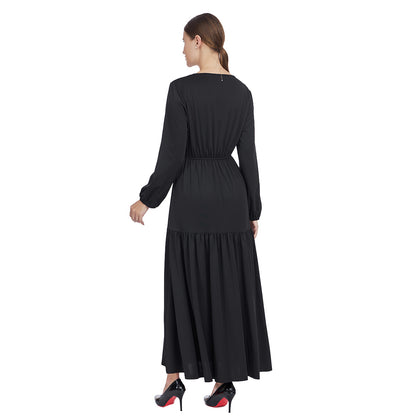 Ruffled Front Maxi Dress with Long Sleeves