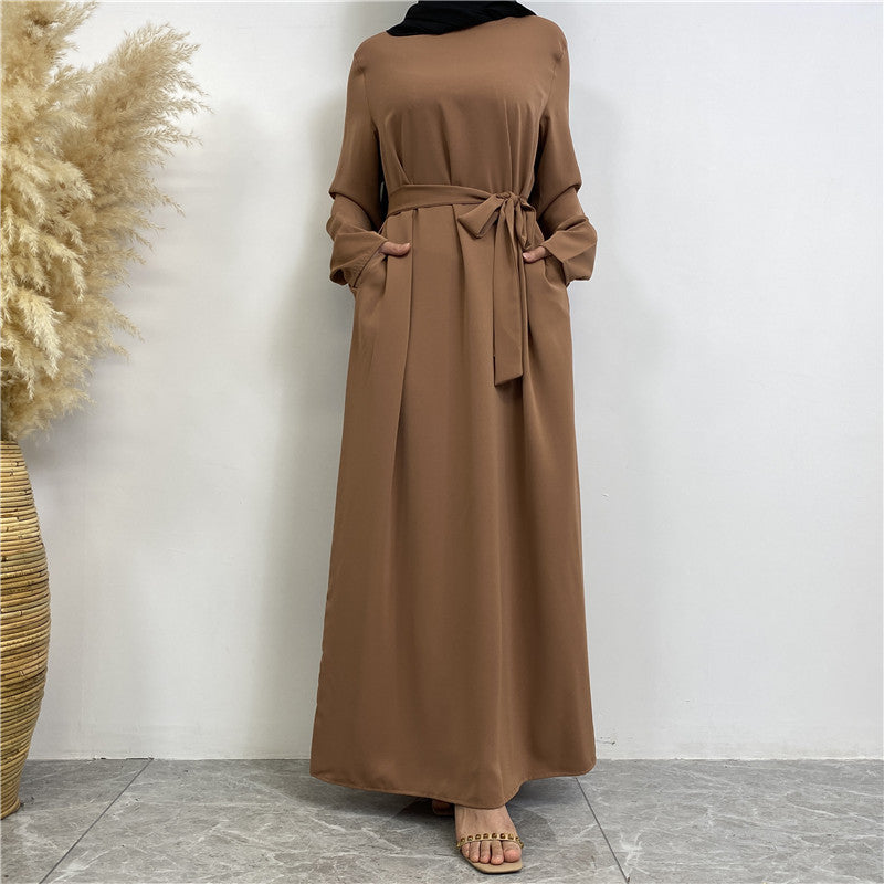Women's Solid Lace-up Dresses