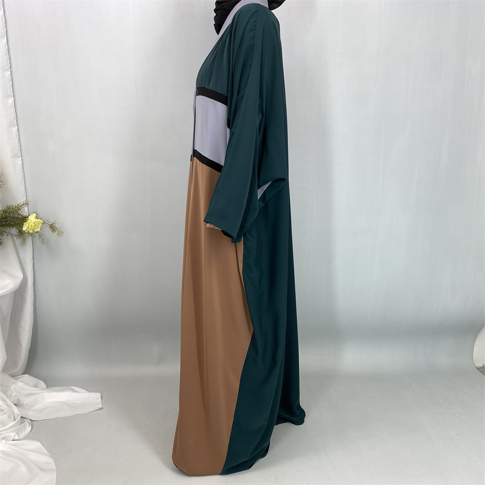 Women's Patchwork Cardigan Robe Dress