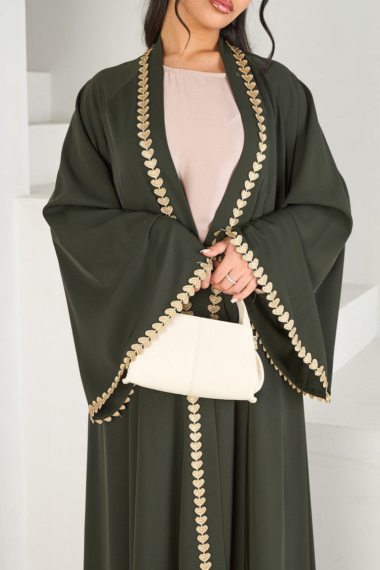 Women's Loose-trimmed Open Abaya Robe