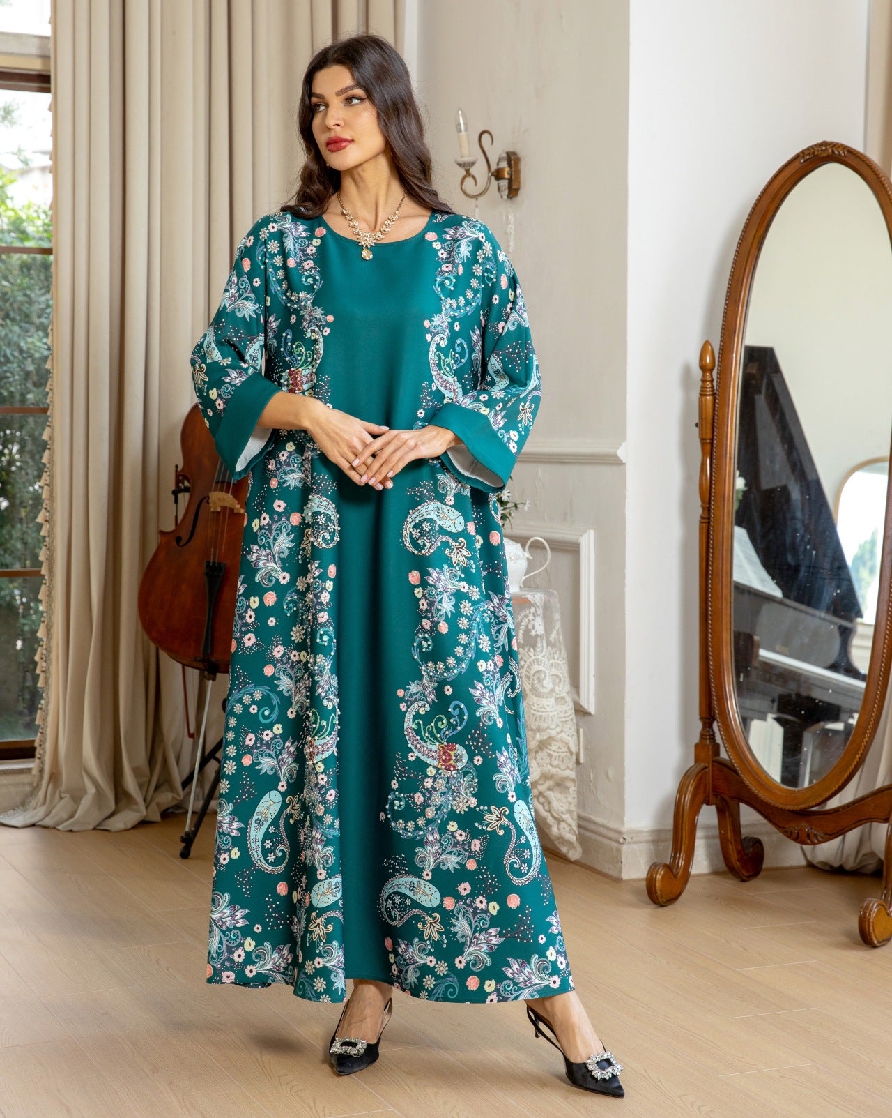 Women's Hot Diamond Pearl Jalabiya Dress