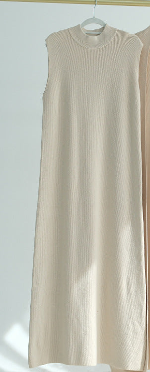 Thick Knit Two-Piece Abaya Set with Cardigan and Inner Dress