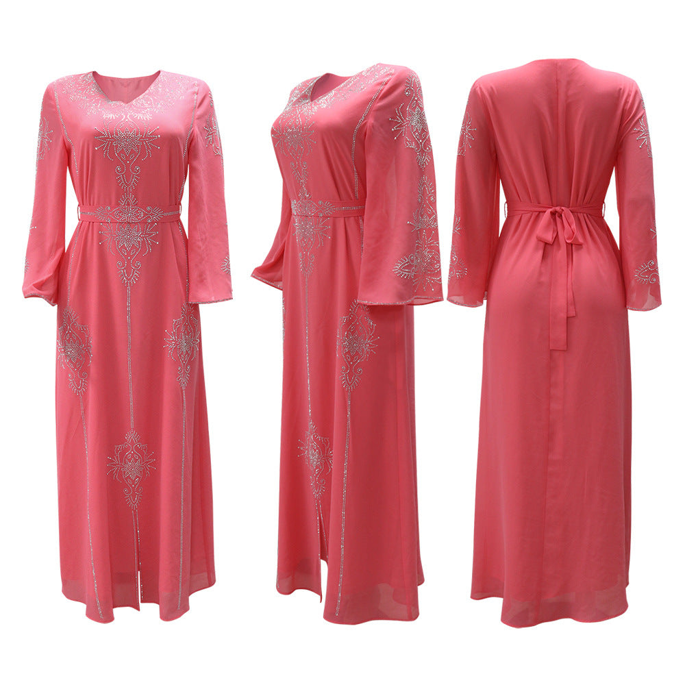 Women's Rhinestone Jalabiya Party Dress