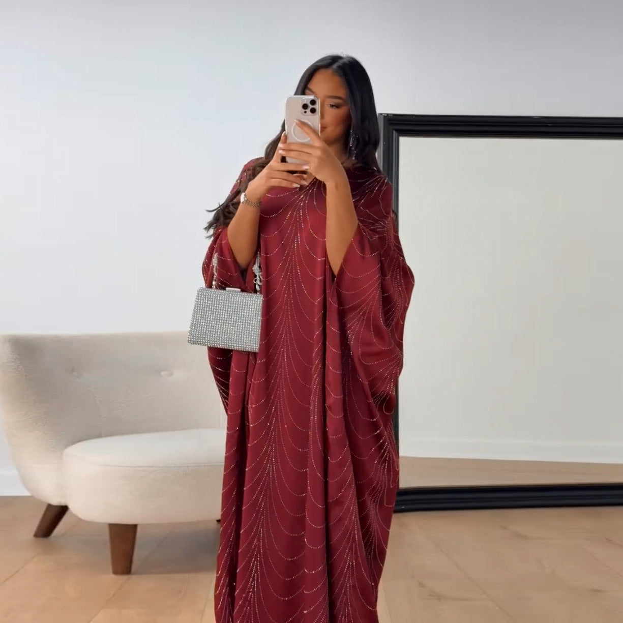 Women's Loose Hot Diamond Abaya Dress