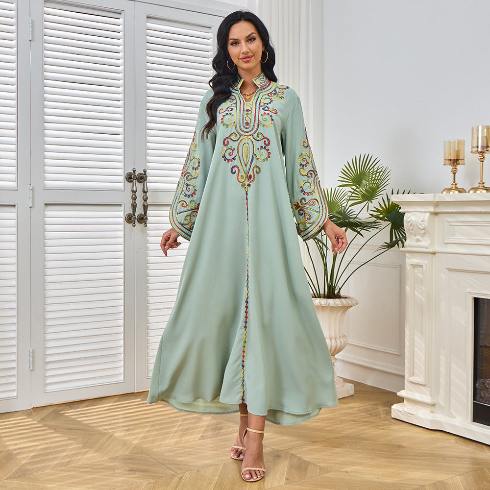 Women's Rope Embroidered Elegant Long-sleeved Dress