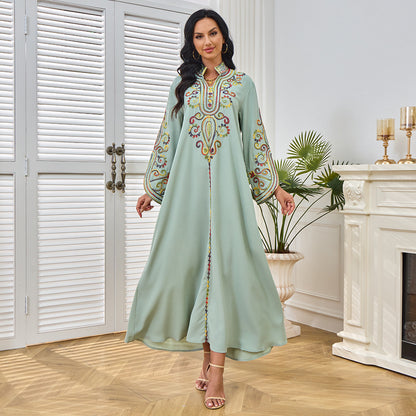 Women's Rope Embroidered Elegant Long-sleeved Dress