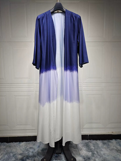 Tie Dye Cape Cardigan Dress Open Abaya