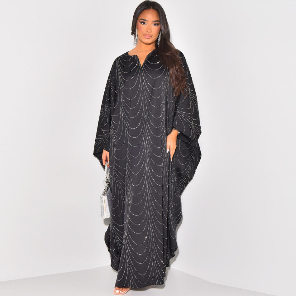 Women's Loose Hot Diamond Abaya Dress