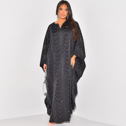 Women's Loose Hot Diamond Abaya Dress