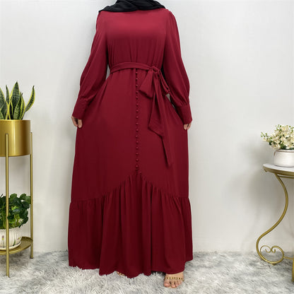 Plain Patchwork Modest Dress