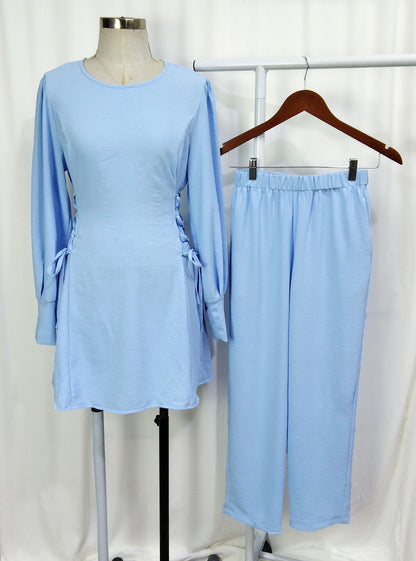 Women's Lace-up Balloon Sleeve Casual Suit
