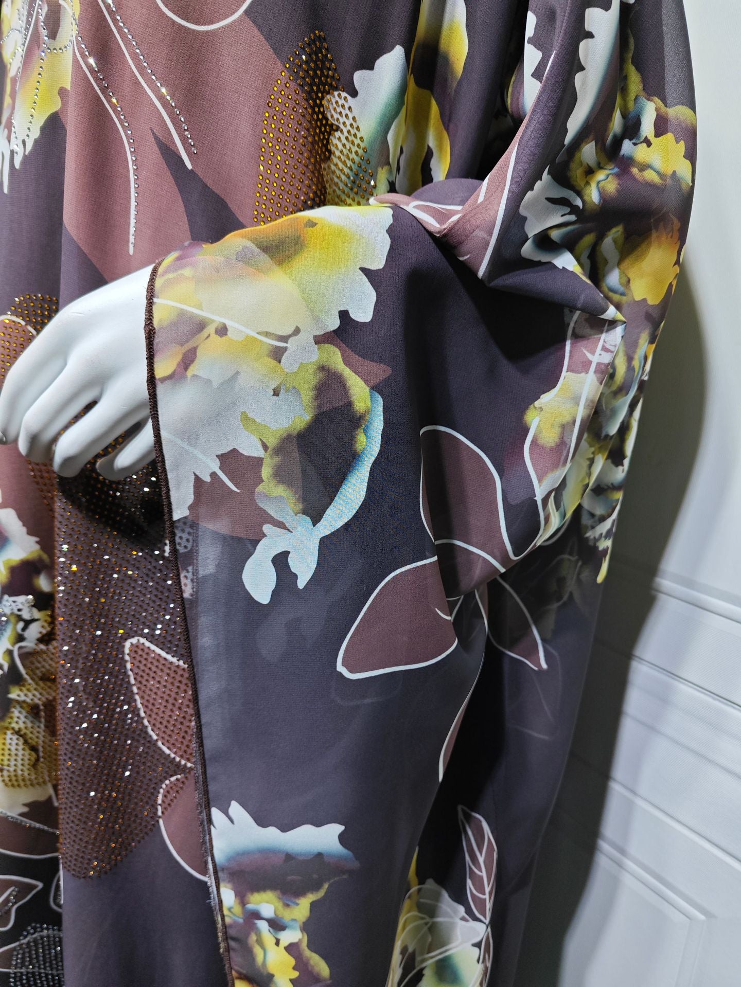 Printed Large-flowered Hot Diamond Chiffon Dress