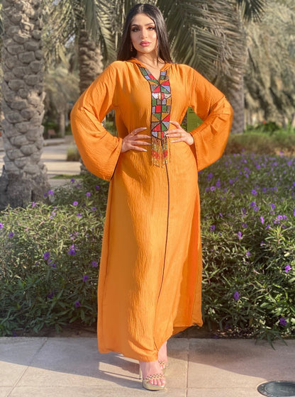 Women's Diamond-set Fringed Hooded Gown Dress